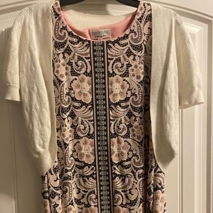 Floral Dress by Robbie Bee with White Lace Ronni Nicole Shoulder Cover